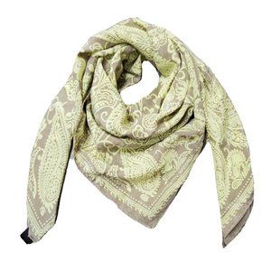 Adrienne Vittadini Pale Yellow Tan Paisley Women's 100% Silk Square Neck Scarf